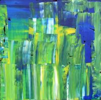 Handgemalte Kunst Malerei 60x60 cm grün blau - Abstrakt Nr 1372